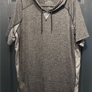 Split-Men's Charcoal and Light Gray Short Sleeve Hoodie. Size XL